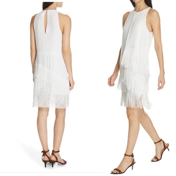 NWT Joie Amiyah White Fringe Mini Dress Size 4 - Picture 1 of 7